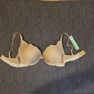 Elegant Tan Lace Trim Bra